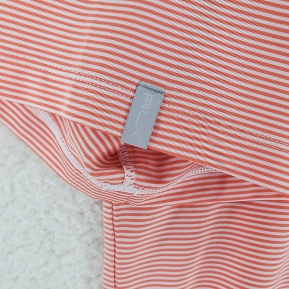 RLX Ralph Lauren Golf Polo Shirt Orange Wht Micro Stripe XL Performance Wicking - Picture 6 of 13